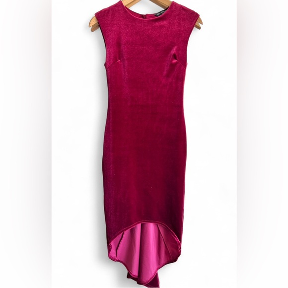 Miss Selfridge Red Velvet Midi Holiday Christmas Party Cocktail Dress 2 - Picture 1 of 8